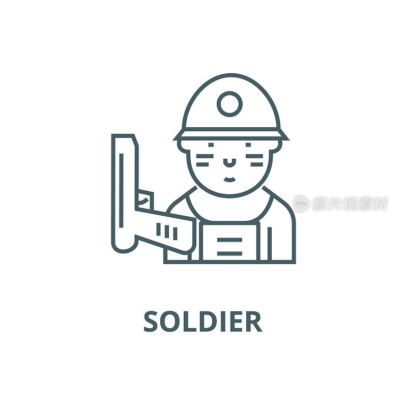 Soldier vector line icon, linear concept, outline sign, symbol